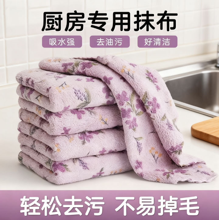 Thickened Rag, Absorbent Kitchen Dishwashing Cloth, Wear-Resistant, Lint-Free Towel, Household Cleaning Table Scouring Pad