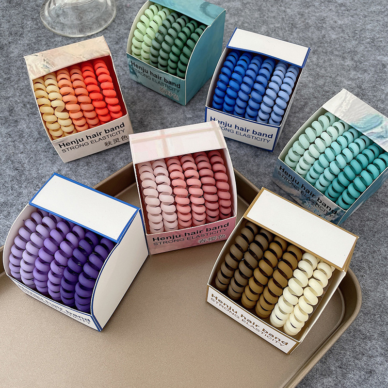 6 piezas simple durable esmerilado línea telefónica banda de pelo alta banda de goma elástica femenina corbata cabeza Cola de Caballo cuerda de pelo temperamento accesorios para el cabello