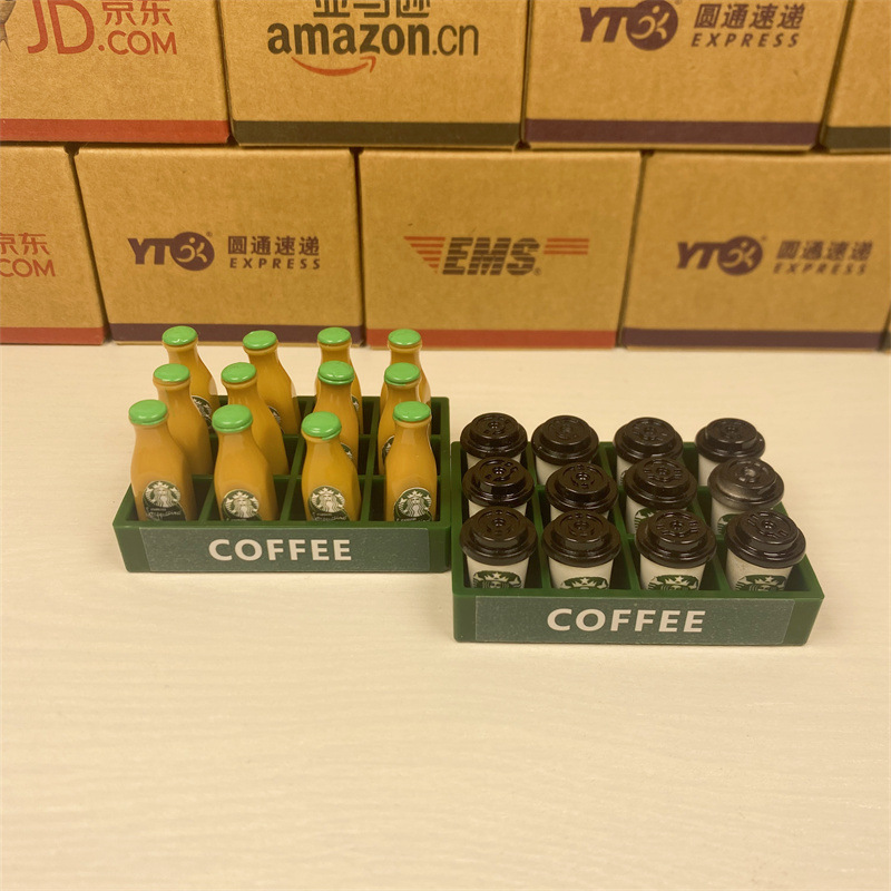 Mini toy house soldier miniature food play Star Coffee model tray scene model accessories