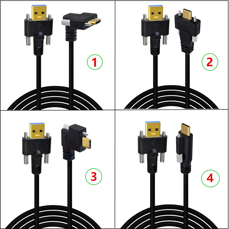 Gold plated USB3.1Type-C with screw to USB3.0 with screw industrial camera lock panel data cable Gold plated USB3.1Type-C with screw to USB3.0 with screw industrial camera lock panel data cable