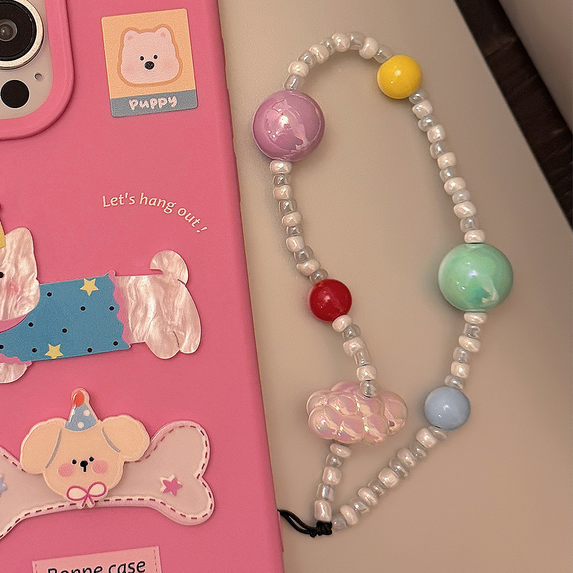 Cadena de color cordón de la carcasa del teléfono móvil adecuado para correa de muñeca portátil Apple/Huawei colgante de dopamina ins personalizado
