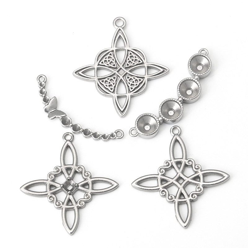 Stainless steel Irish witch Celtic knot earrings, studs, pendant necklace, bracelet DIY titanium steel accessories