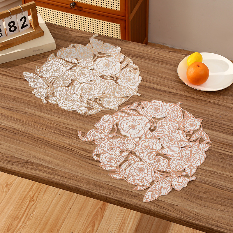 Francés romántico forma de mariposa esterilla de PVC mariposa creativa diseño simple esterilla de aislamiento térmico esterilla impermeable de restaurante de lujo