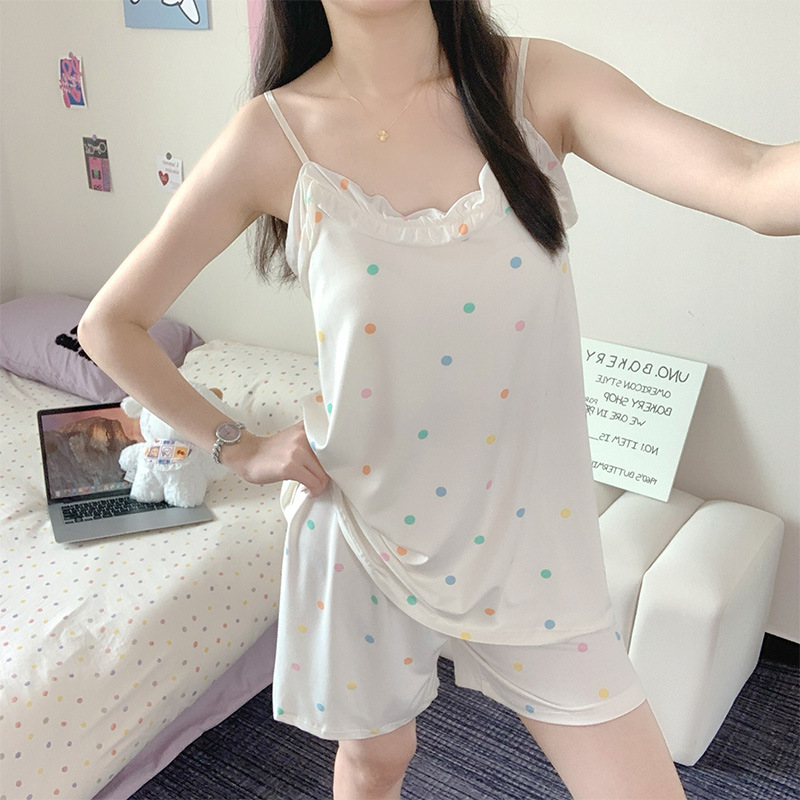 Modal Pajamas for Women with Breast Pads and Suspenders Set Hot Girl Summer New Cross-Border Wholesale Pure Desire Home Clothes for Girls