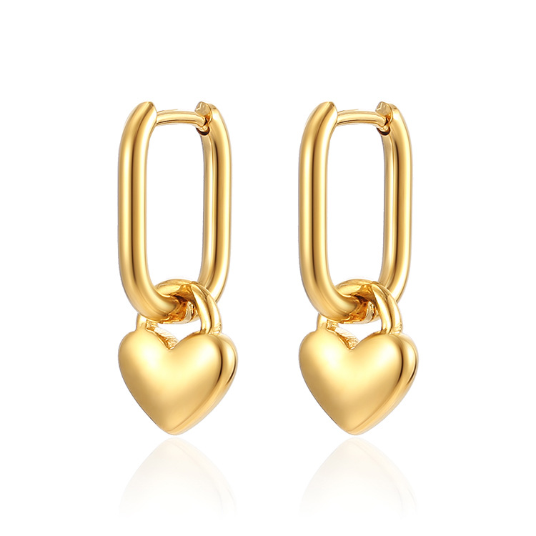 Fashion Heart Shape Stainless Steel Plating Drop Earrings 1 Pair display picture 3