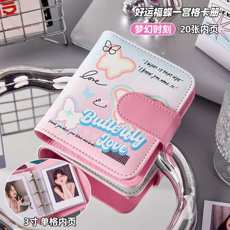 Álbum de tarjetas de cuadrícula de primera casa de cuero de alto valor Folleto de hojas sueltas Portátil y lindo Álbum de fotos Polaroid