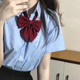 Giant Feather Root JK Bow Tie Women's Burgundy Pure Color Japanese Style Uniform Shirt Sailor Uniform Preppy Style Bow School Uniform Collar Flower