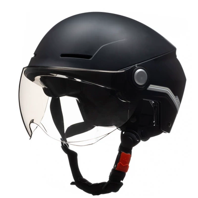 Motosiklet kaskı (dəbilqə) helmet electric car women's summer - matte-black-with-short-coffee