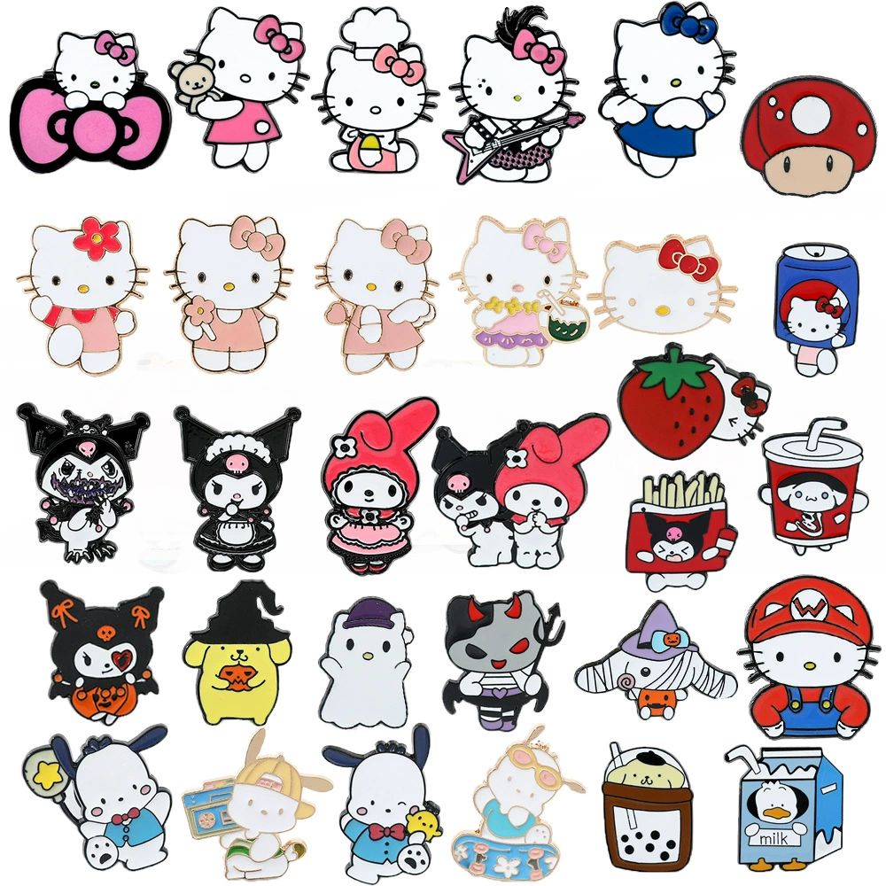 Сотни брошей Sanrio, металлическая брошь-мультфильм Kuromi нефрит корица KT кот дикий модный значок