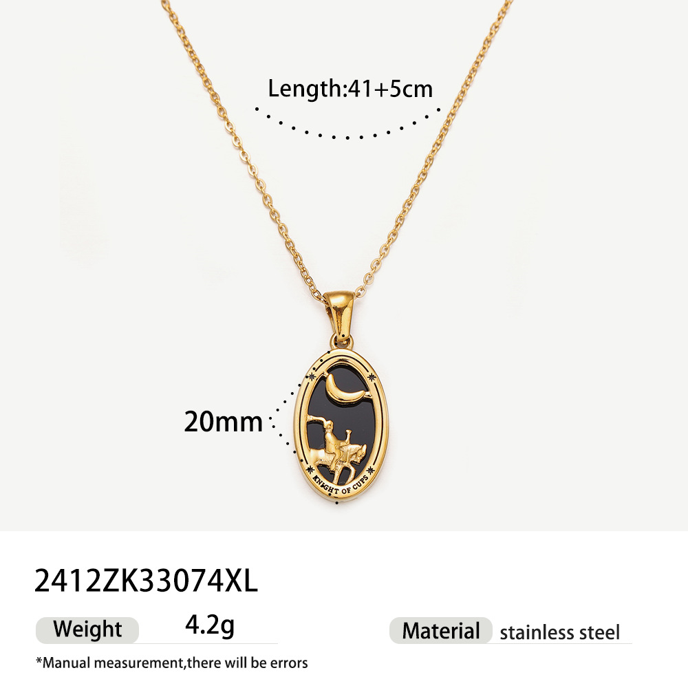 Taena Collar de etiqueta de acero inoxidable europeo y americano Diseño de nicho femenino Collar de tarot Xingyue Collar de acero de titanio que no se desvanece image 11