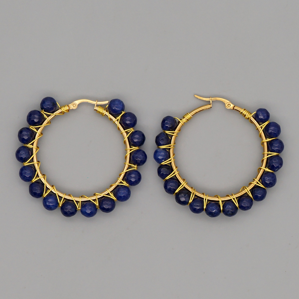 simple exaggerated ethnic gem large hoop earringspicture3