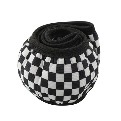 Cross-Border Exclusive Supply of Car Steering Wheel Covers with Checkerboard Pattern, No Inner Ring, Elastic Handle Cover, Suitable for All Seasons, Ice Silk Plaid (Steering wheel cover) - checkerboard-black-38cm