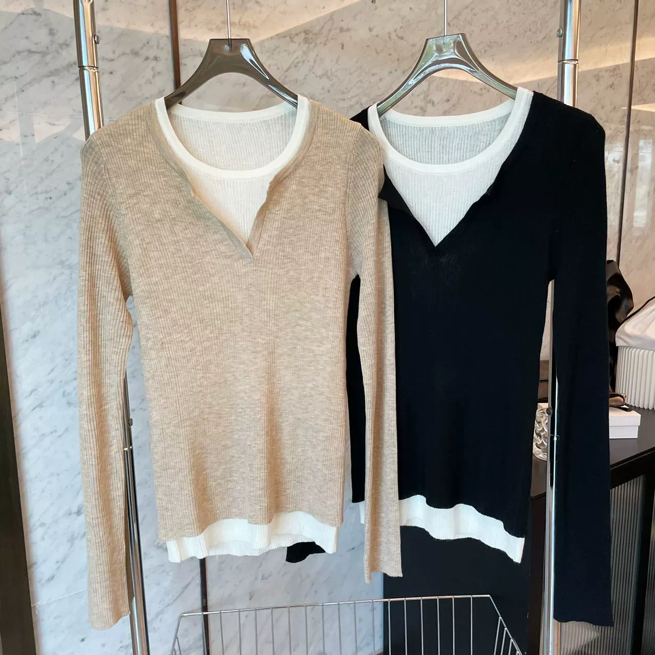 Autumn woolen set, long-sleeve, base body-friendly sweater