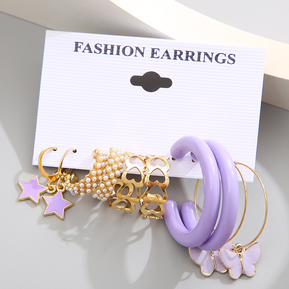 Fashion Star Butterfly Alloy Plating Artificial Pearls Womenu0027S Earrings 1 Set