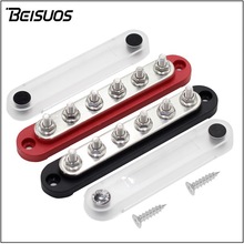 6*M6六路汽车导流排船舶电路汇线铜排房车接线排多路螺丝锁接线盒