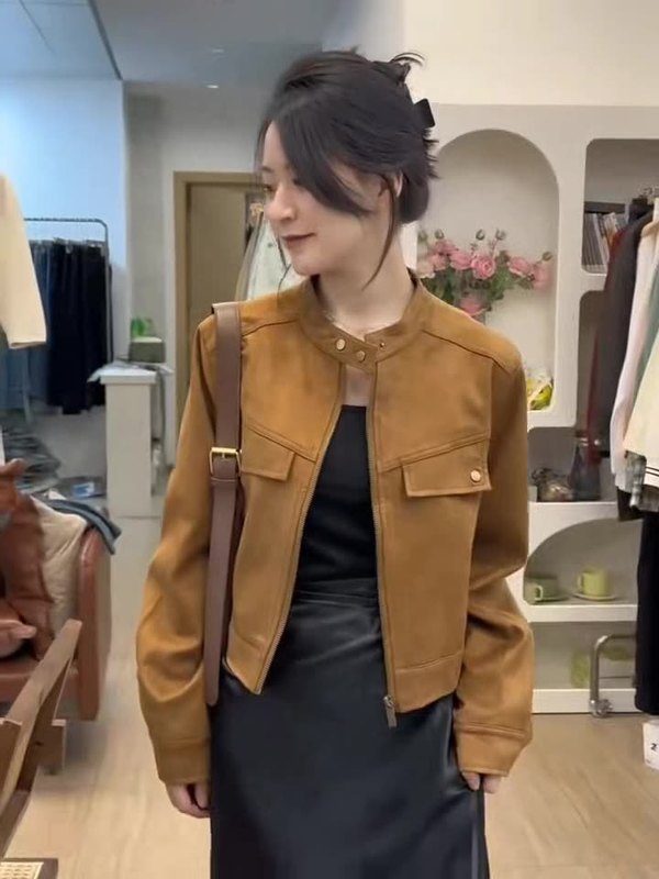 设计感秋冬新款鹿皮绒短款外套女2025爆款外搭小个子夹克上衣女|undefined