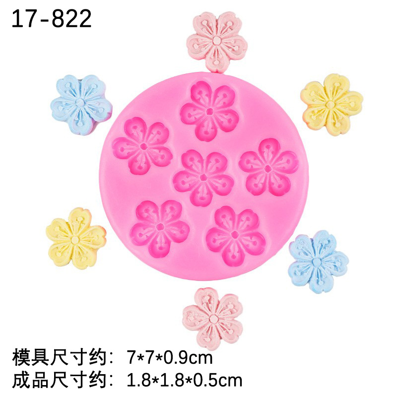 Flor de cerezo ciruela decoración fondant hornear pastel de chocolate molde de silicona epoxi yeso vela toque