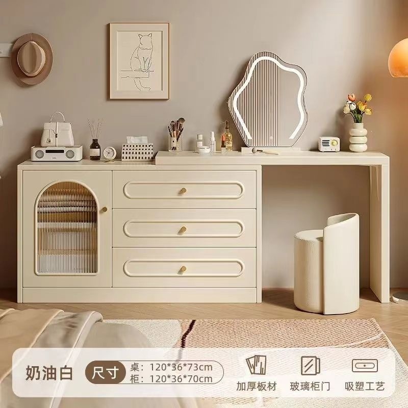 Fábrica directa mesa de tocador dormitorio simple moderna mesa de cabecera mesa de maquillaje gabinete de almacenamiento 2026 nuevo estilo de crema
