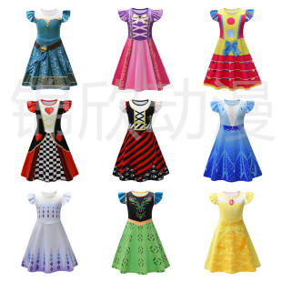 European and American Cross-border New Princess Birthday Party Dress Up 3D Print Christmas Halloween Cosplay Costume