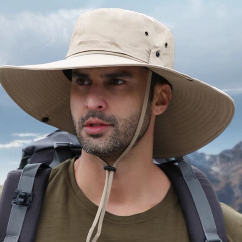 Western Cowboy Hat Fisherman Hat Women's Sun Sunscreen Hat Outdoor Sunshade Hat Mountaineering Hat Men's Big Hat Brim Big Head