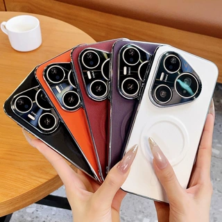 适用华为pura70磁吸手机壳pura80/90内置引磁无线充p70pro电镀银