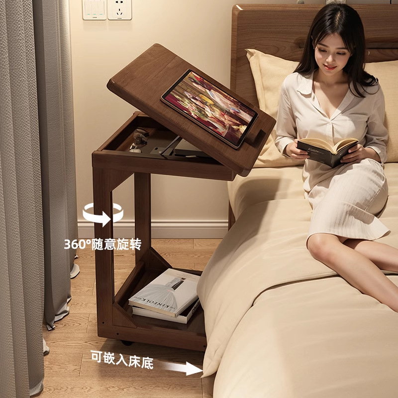 Movable Bedside Table Solid Wood Leg Desk Bedroom Computer Table Small Student Home Simple Small Table Study Table Movable Bedside Table Solid Wood Leg Desk Bedroom Computer Table Small Student Home Simple Small Table Study Table