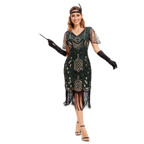 2026 New Product 1920s Gatsby Evening Gown Vintage Party Gathering Glitter Fringe Dress
