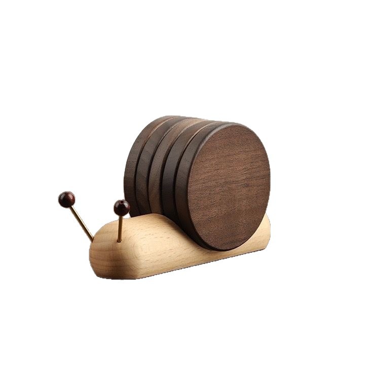 Desktop Creative Snail Wooden Coaster Insulation Decorative Ornament Heat Pad Pot Bowl Mat Cup Holder Magnetic Wholesale_voghion.com