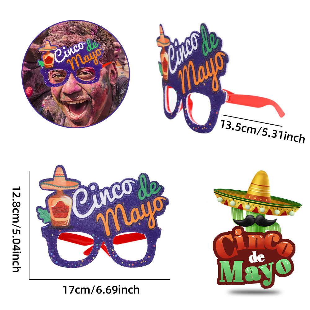 Amazon Nuevo México mayo 5 gafas fiesta decoración suministros carnaval fieltro gafas marco vestido
