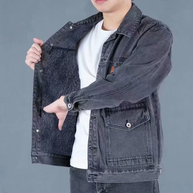 2025 Spring and Summer New Denim Jacket Men's Loose Wear-Resistant Autum Trendy Brand Large Size Men's Work Jacket Denim Jacket