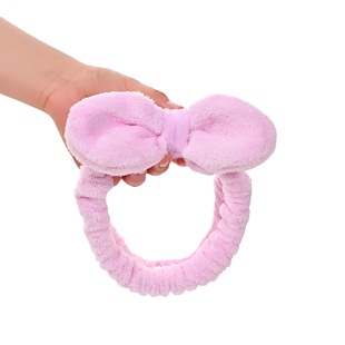 Korean-style Cute Simple Monochrome Big Bow Headband Women's Makeup Wash Hair Band Plush Cross-border Hair Band