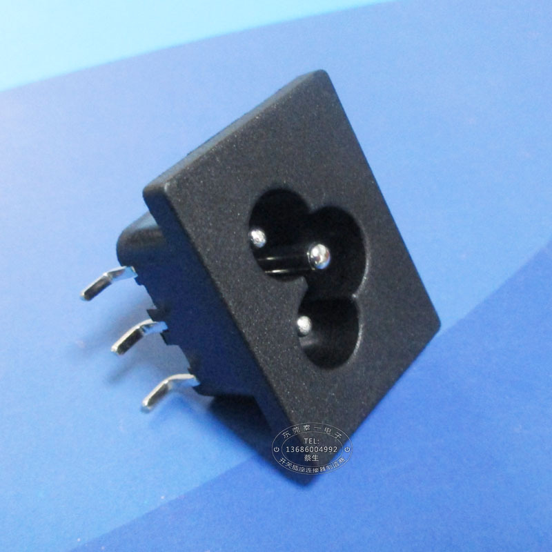 锂电池充电器三芯梅花尾充电接口31*24全铜高弯脚米老鼠插座LH-6