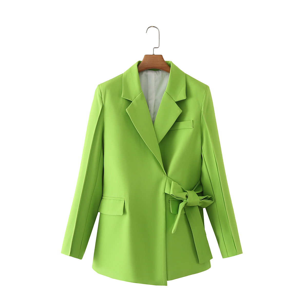 solid color belt long sleeve blazer suit NSLQS128939