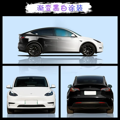 Custom Car Wrap Film, High-Definition Spray Painting Graffiti Cartoon Full Car Body Sticker (Auto Color Change Film) - 1-gradient-black-and-white-coating-contact-customer-service-for-details