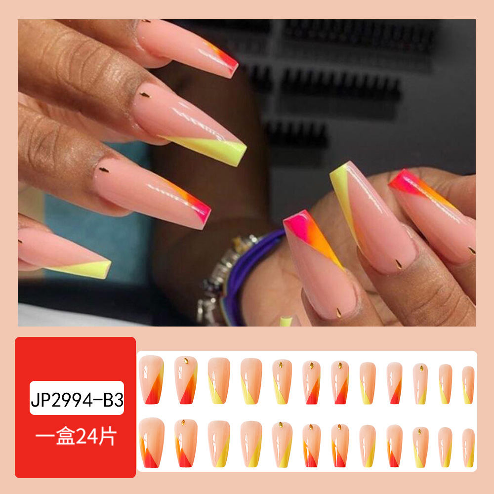 Pieza de uñas de desgaste súper largo diamante transfronterizo uña falsa pieza europea y americana pieza de uñas Comercio exterior parche de uñas prensa en las uñas