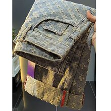 港风潮男夏季新款2024个性字母牛仔裤嘻哈ins潮高街潮流痞帅长裤