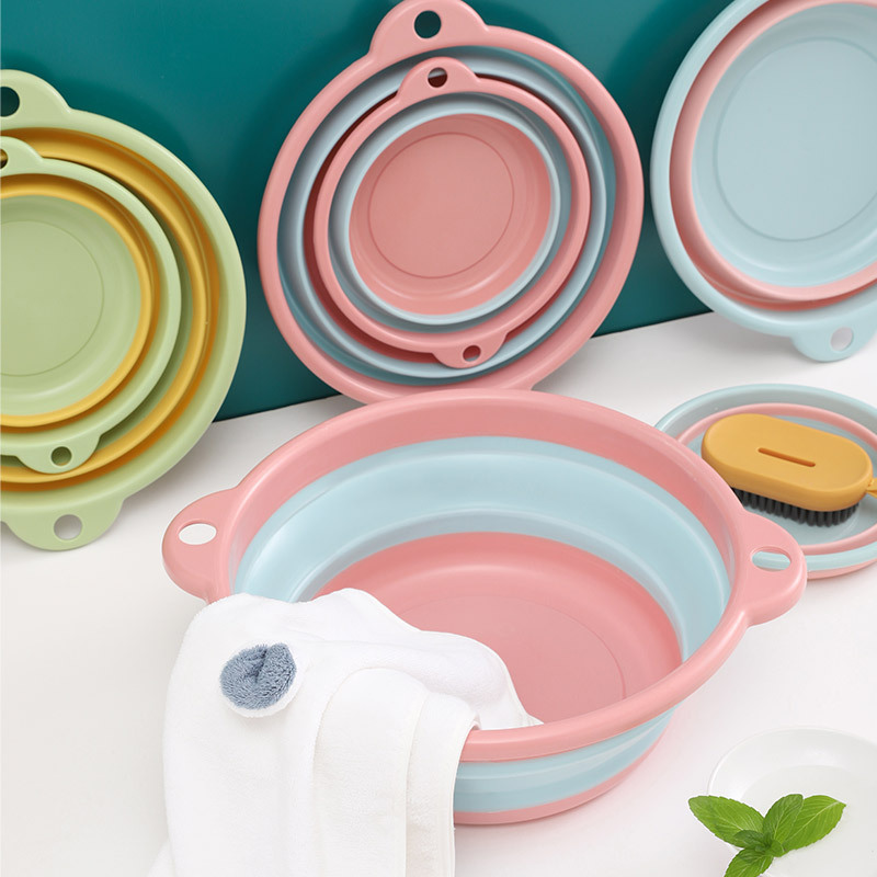 Foldable Washbasin Household Large and Small Student Dormitory Laundry Basin Portable Compressed Travel Foot Washing Plastic Basin