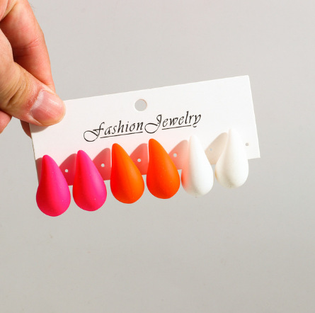 30g Weight Ear Studs Classification 3 Pairs Quantity Daily Occasion Acrylic Material Water Droplets Pattern Women's Gender Spray Paint Design IG Style, Simple Style Style 3 Pairs IG Style Simple Style Water Droplets Spray Paint Arylic Ear Studs 12