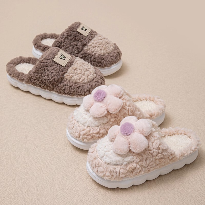 Thick-Soled Warm Cotton Slippers for Women, Autumn and Winter 2025 New Indoor Home Plush Cute Cotton Slippers for Men