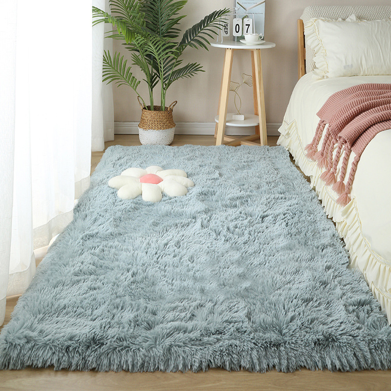Alfombra mullida para dormitorio – tapete largo junto a la cama o sala, felpa suave, estilo acogedor