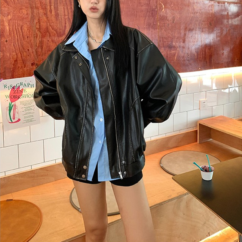 秋の美ラードの新商品のアメリカの復古は古い襟の皮の服のコートをします。