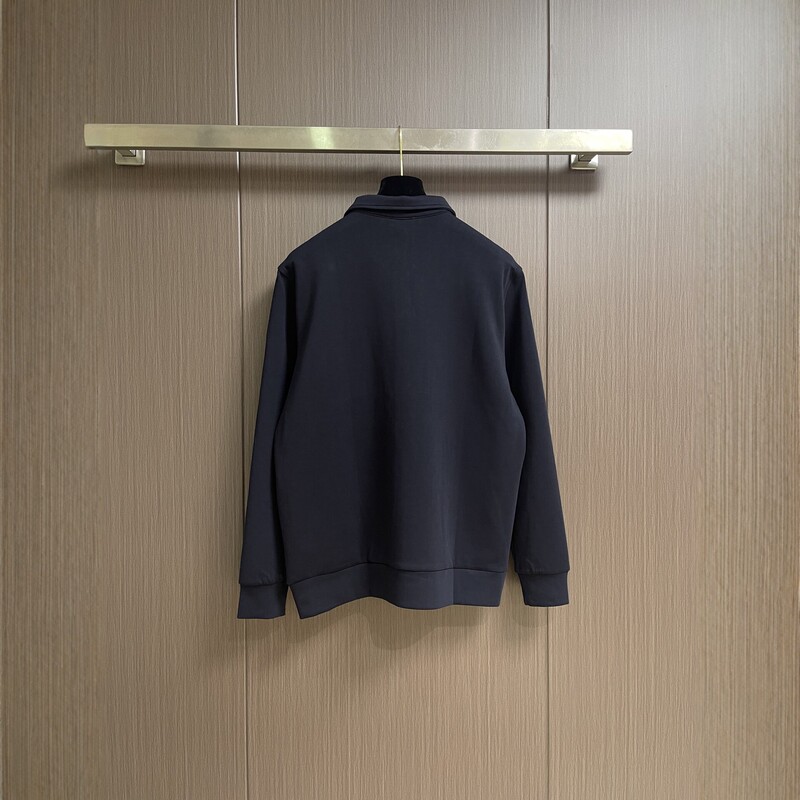 High-quality 26th Autumn New Men's Turn-down Collar Half-zip Sweatshirt mc Moncler Casual Loose Solid Color Long-sleeve Jacket
