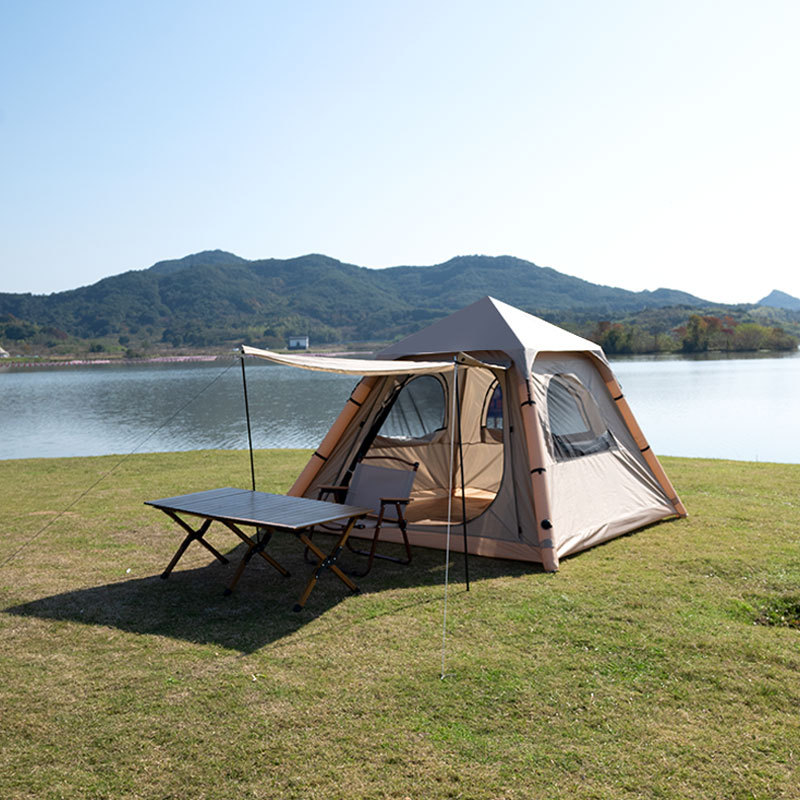Carpa inflable totalmente automática 3 - 5 personas campamento al aire libre grueso a prueba de lluvia campamento portátil carpa inflable con cortina solar