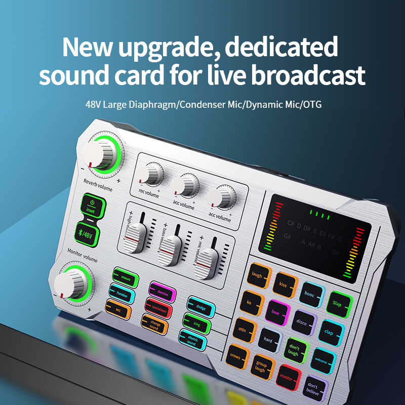 Factory cross-border supply Computer mobile phone live sound card equipment OTG Bluetooth 48V foreign trade english version X10 in stock