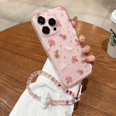 アップル16promax携帯ケースiphone14新型砕花子猫13PMピンク12ブレスレット15女