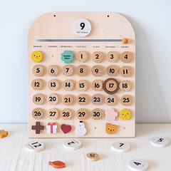 Children's creative magnetic wooden wall-mounted calendar digital cognitive board puzzle decorative art early education educational toy
