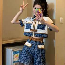 小香风套装女夏季新款小个子网红炸街休闲高级感短裤两件套潮