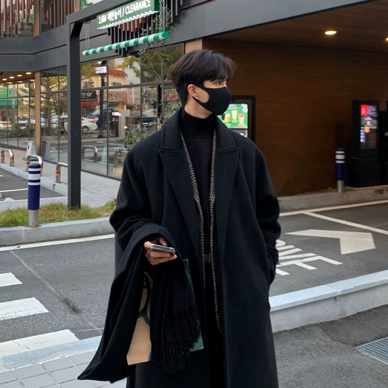 Abrigo de Lana Nuevo de Invierno C1993 2024, Chaqueta de Lana Gruesa de Estilo Coreano para Hombre