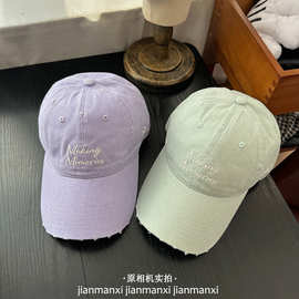 美式复古字母刺绣棒球帽子男女潮夏季百搭显脸小鸭舌帽韩版遮阳帽
