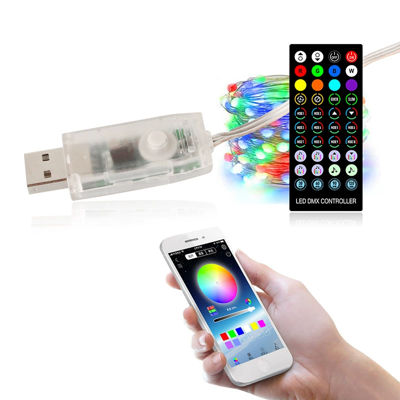 Bluetooth инфракрасный 40-клавишный красочный музыкальный фонарь с точкой управления, рождественские огни, декоративные светильники, гирлянда из медной проволоки, контроллер приложения